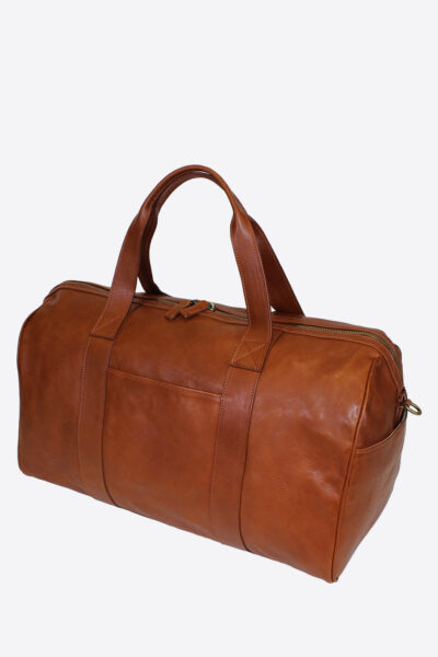 Luxury Soft Pebble-Grain Leather Duffel Travel Bag in Brown - Italian Craftsmanship
