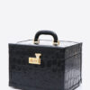 Luxury Black Embossed Calf Leather Beauty Case Chest - Italian Craftsmanship