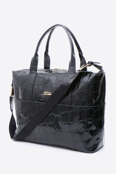 Black Luxury Embossed Real Calf Leather Briefcase - Exquisite Elegance for Professionals