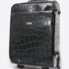 Black Luxury Embossed Real Calf Leather Suitcase - Elegant Travel Companion