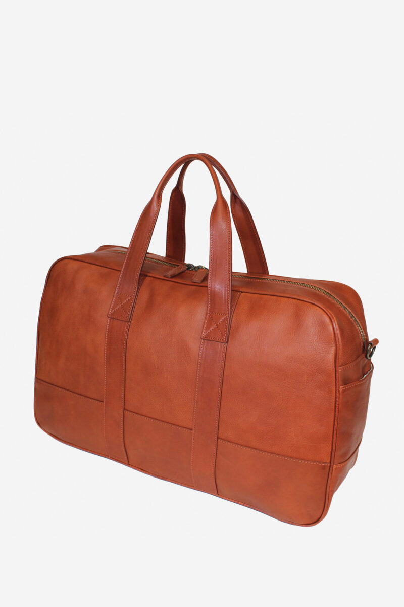 Luxury Nautical Leather Duffel Bag in Light Natural Leather Brown Color - Italian Craftsmanship