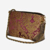 Luxury Venetian Brocade Antique Style Damask Silk and Leather Purse - Italian Craftsmanship