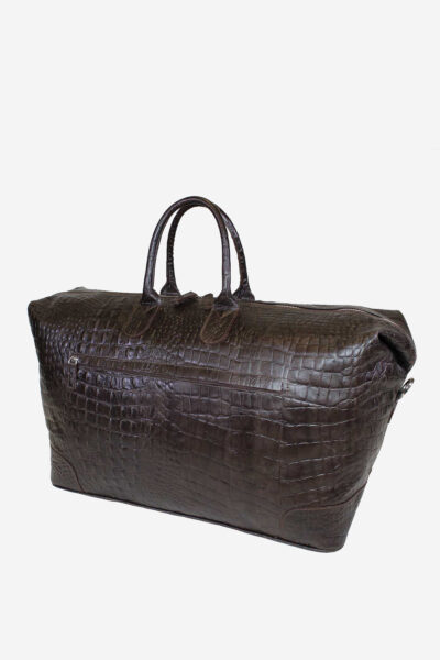 Luxurious Embossed Leather Crocodile Print Duffel Bag - Travel in Style and Sophistication