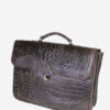 Luxurious Embossed Leather Crocodile Print Briefcase - Elevate Your Professional Style