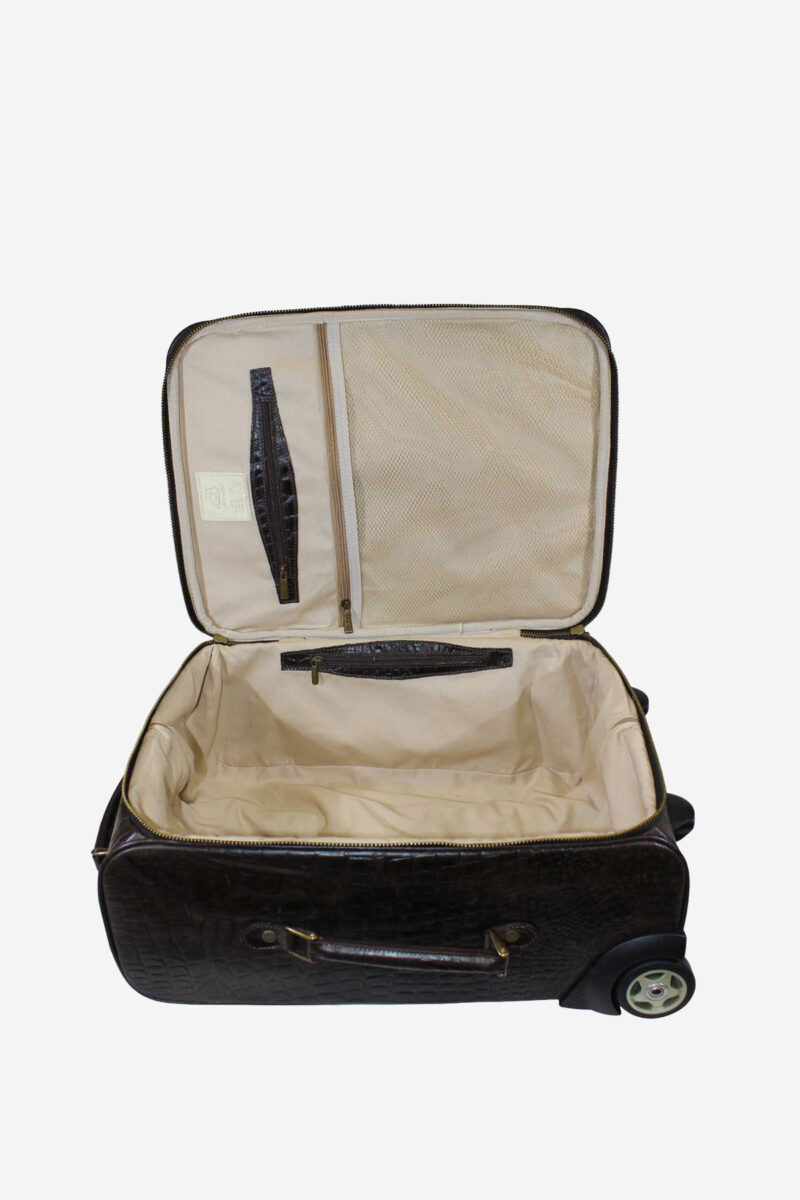 Luxurious Open Leather Suitcase - Explore Our Elegant Travel Essentials