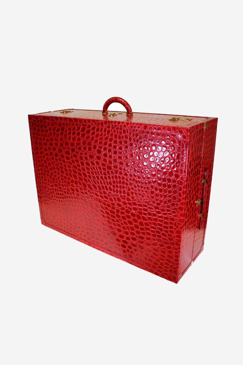 Luxury Red Leather Wheelie Shoe Holder Trunk